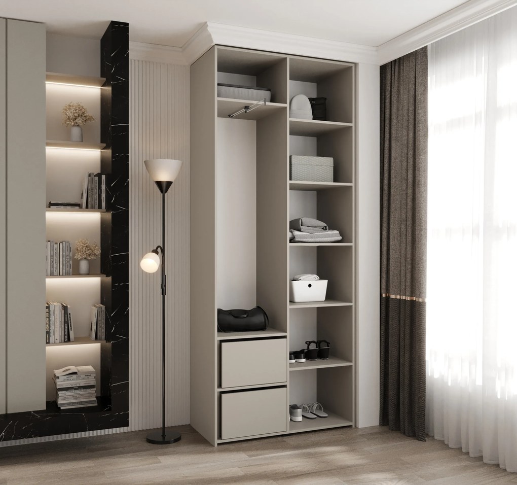 Šatníková skriňa 100 cm Carmela 40-2 (kašmír + zlatá). Akcia -20%. Vlastná spoľahlivá doprava až k Vám domov. 1126548