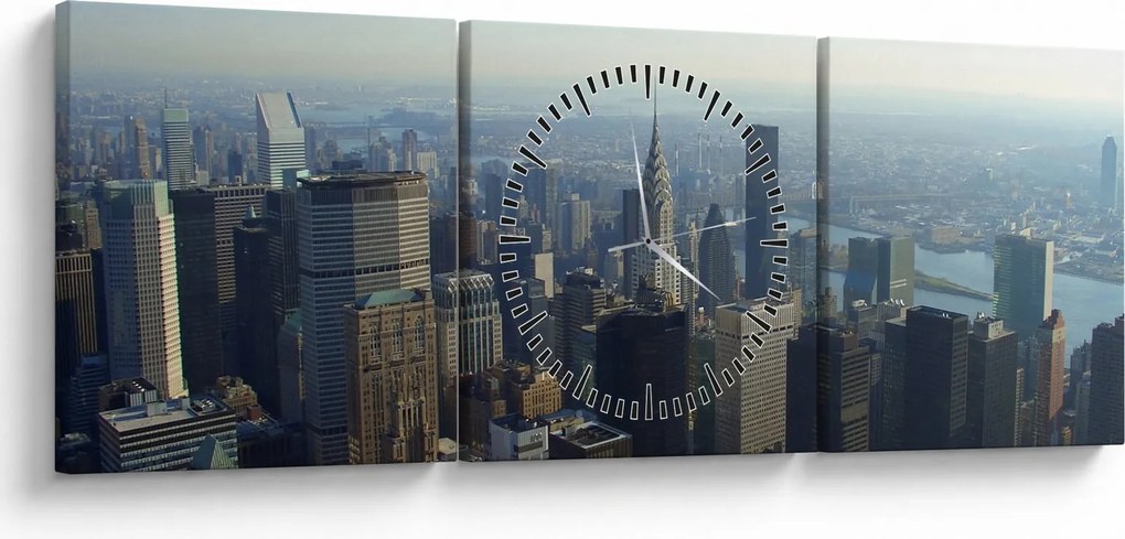 Obraz - Manhatten vo dne (s hodinami) (90x30 cm)