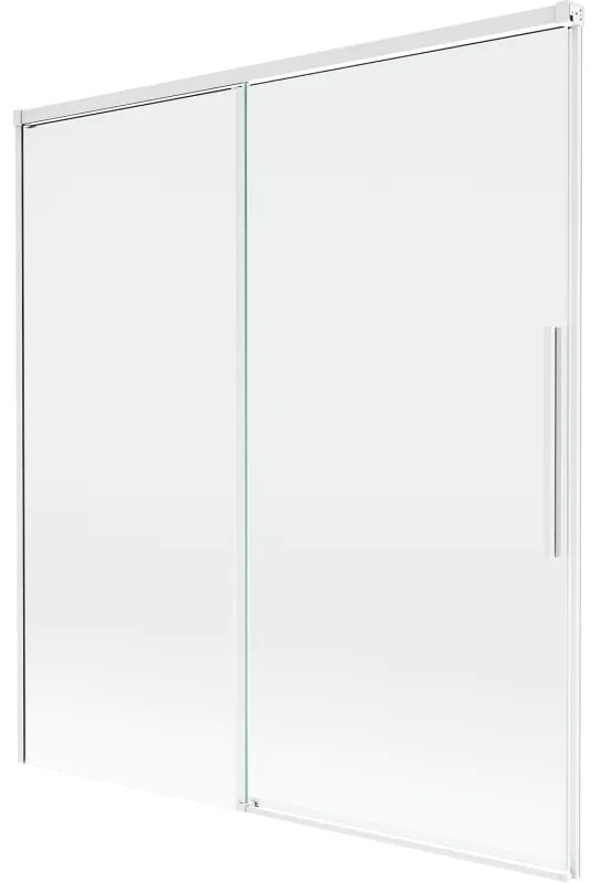 Mexen Rox, 2-krídlová posuvná vaňová zástena 150 x 150 cm, 8mm číre sklo, biely profil, 8C9-150-001-20-00