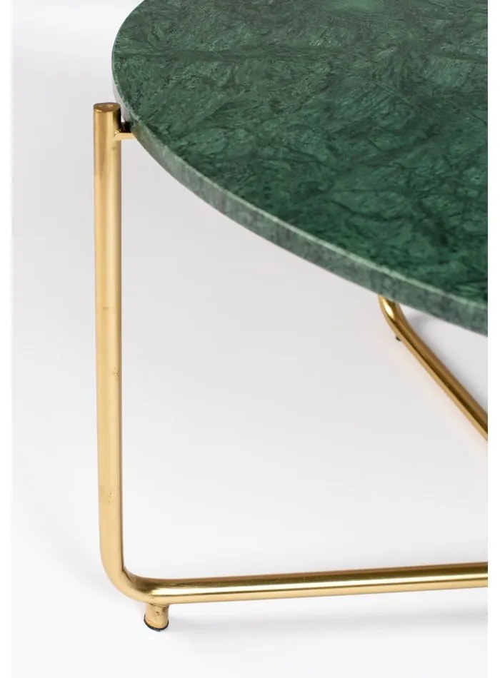 Okrúhly konferenčný stolík s mramorovou doskou v zeleno-zlatej farbe ø 70 cm Timpa – White Label