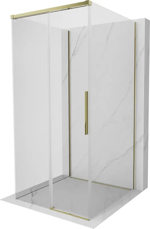 Mexen Rox-3S, 3-stenný sprchový kút 95 x 95 cm, 8mm číre sklo, zlatý profil, 8C2-095-095-50-00-3S