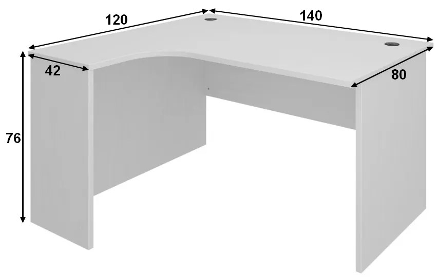 Rohový stôl SimpleOffice 140 x 120 cm, ľavý, dub svetlý / sivá