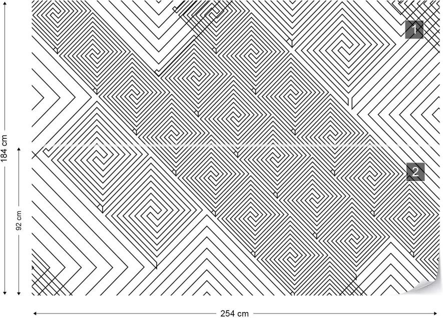 GLIX Fototapeta - Modern Geometric Pattern White And Grey Vliesová tapeta  - 254x184 cm