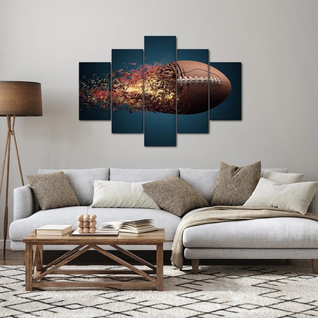 Obraz - Ragbyová lopta v akcii (150x105 cm)