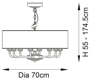 Endon 98938 - Luster na reťazi HIGHCLERE 8xE14/40W/230V Ø 70 cm biela/mosadz