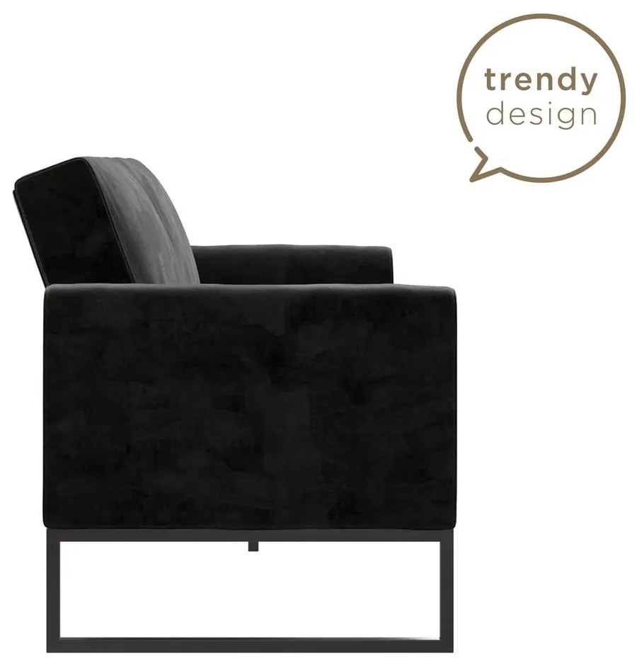 Čierna rozkladacia pohovka 217 cm Adley - CosmoLiving by Cosmopolitan