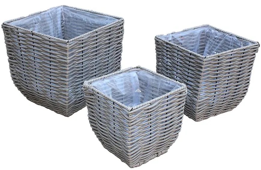Kvetináč prútený štvorcový 34x35h sivý
