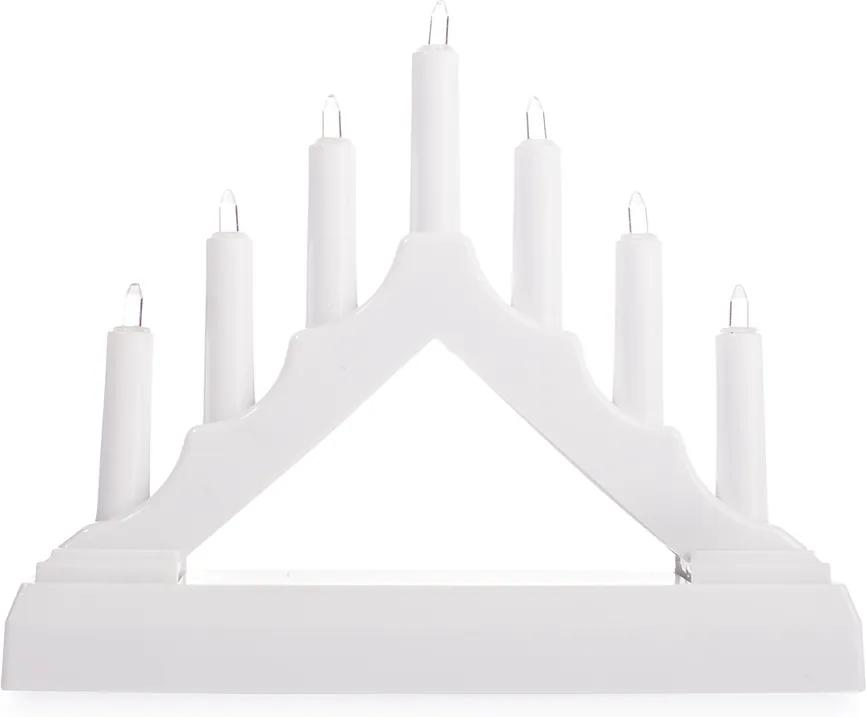 Vianočný LED svietnik, biela, plast, 15,5 x 15,5 x 3,8 cm