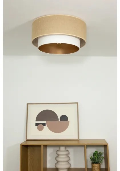 Stropné svietidlo SARTA 1×E27, 60 W, 230 V, priemer 45 cm, biela/juta