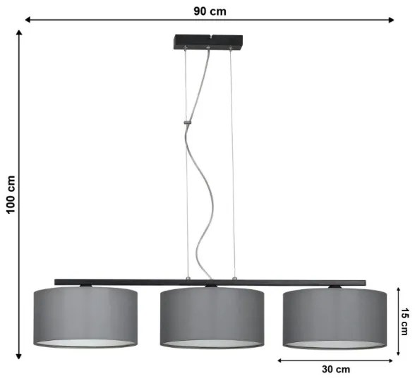 Luster na lanku ASTRA 3xE27/60W/230V šedá
