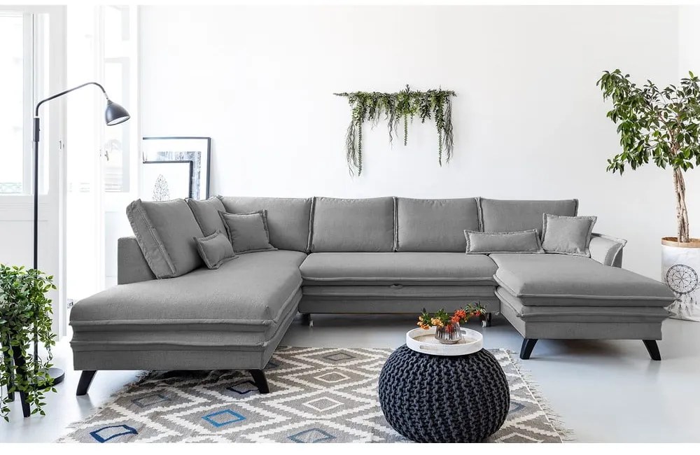 Sivá rozkladacia pohovka do "U" Miuform Charming Charlie, ľavý roh