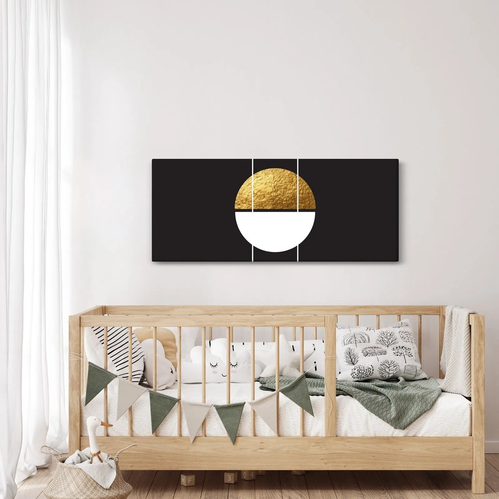 Obraz - Abstrakcia zlatá a čierna N⁰1 (120x50 cm)