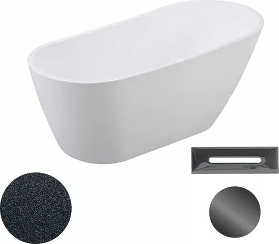 Besco Akrylátová voľne stojaca vaňa Melody Glam G 150x80 (170x80) BESCO-Typ výpuste: Click-Clack s prepadom, čierna, BESCO-Rozmery: 150x80, BESCO-Far…