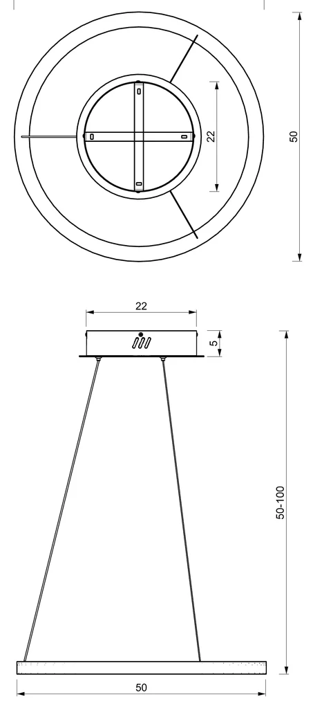 Závesné LED svietidlo Galaxia, 1x LED 26w, 3500k, g