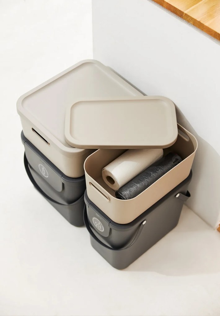 Rotho Úložný box, rovný s vekom, 12 l, cappuccino ALBU LIGHT, 40 x 24 x 18 cm