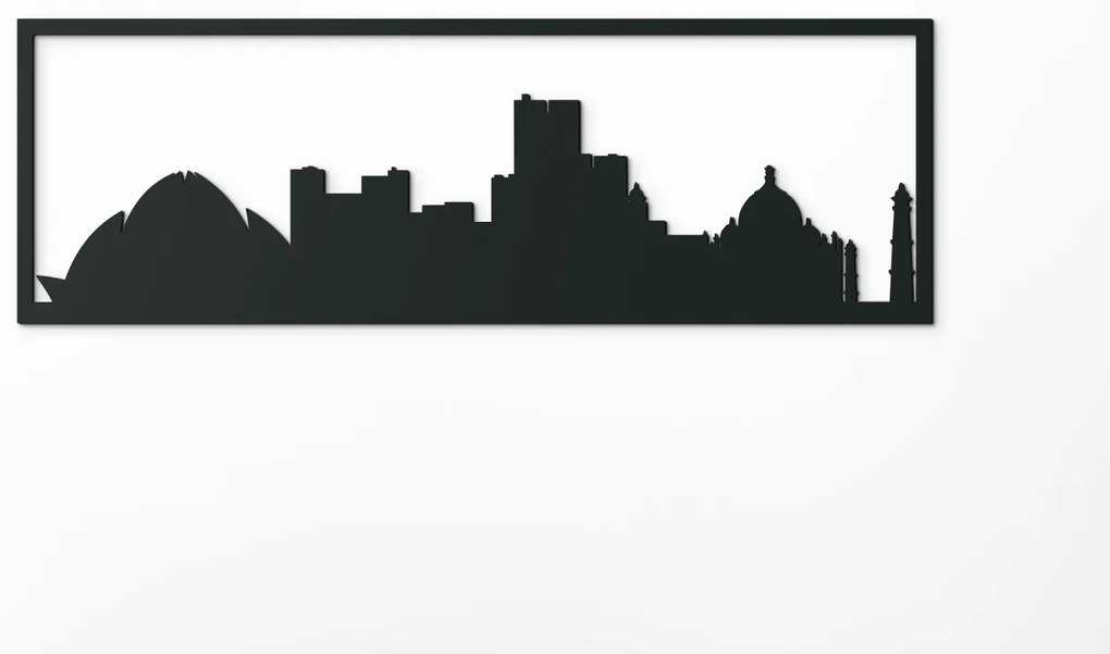 drevko Obraz Dillí panoráma Rozmer obrazu: 29,5 x 89 cm, Farba dekorácie: Čierna