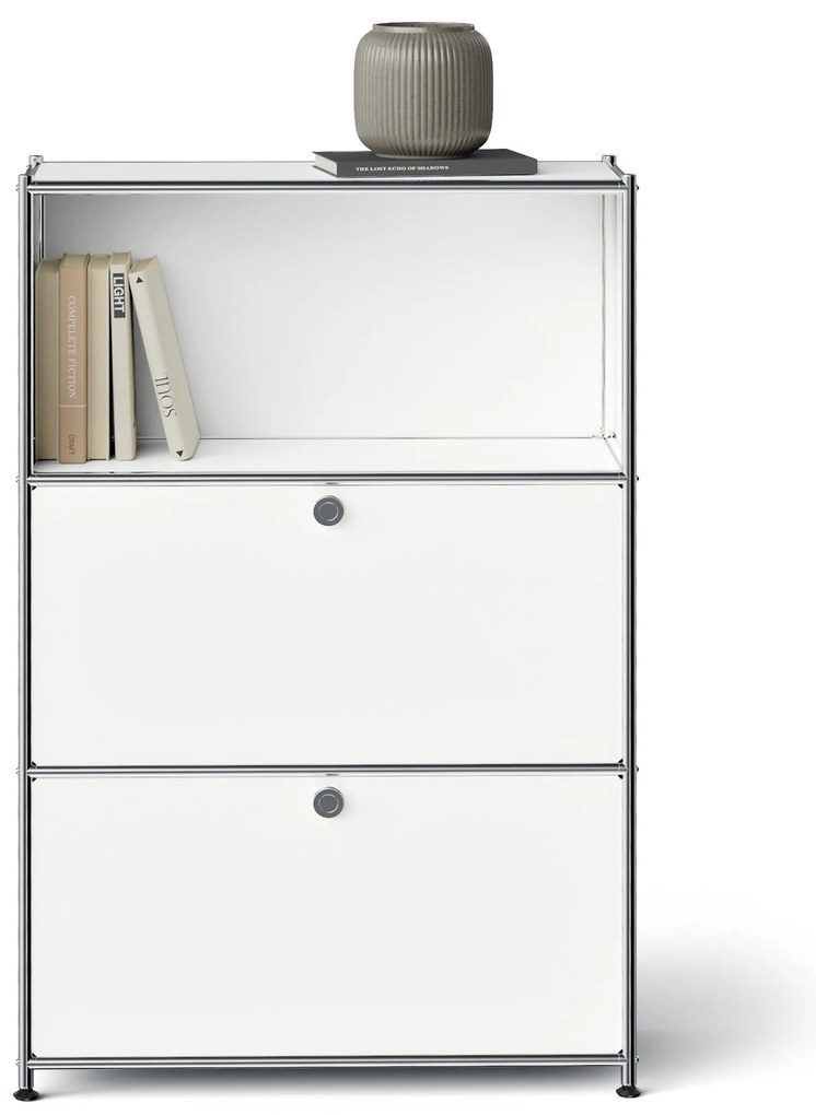 Kovová komoda »CN3 Slim Line« s 2 výklopnými priečinkami, biela