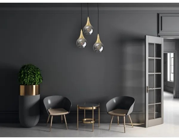 Luster na lanku LACRIMA SMOKY 3xE27/60W/230V pr. 30 cm
