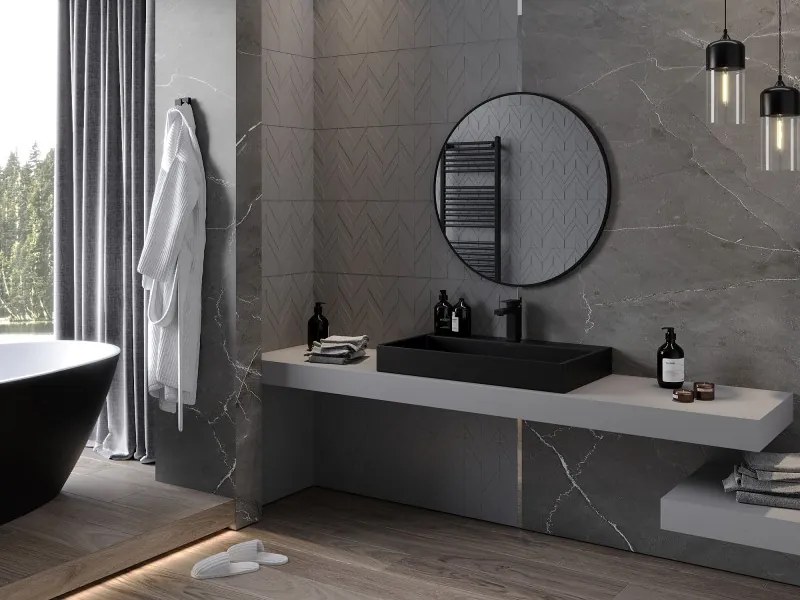 Mexen Loft okrúhle kúpeľňové zrkadlo 80 cm, čierny rám - 9850-080-080-000-70