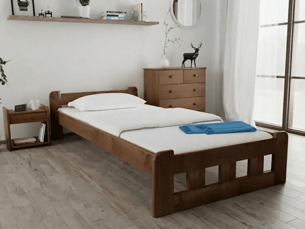 Posteľ Naomi zvýšená 90 x 200 cm, dub Rošt: Bez roštu, Matrac: Matrac DELUXE 10 cm