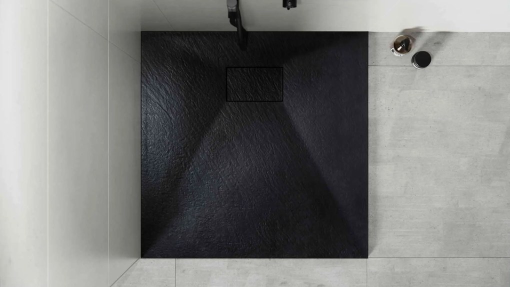 Besco Štvorcová sprchová vanička z SMC kompozitu VEXO BLACK SQ 80x80 (90x90) BESCO-Rozmery: 90x90