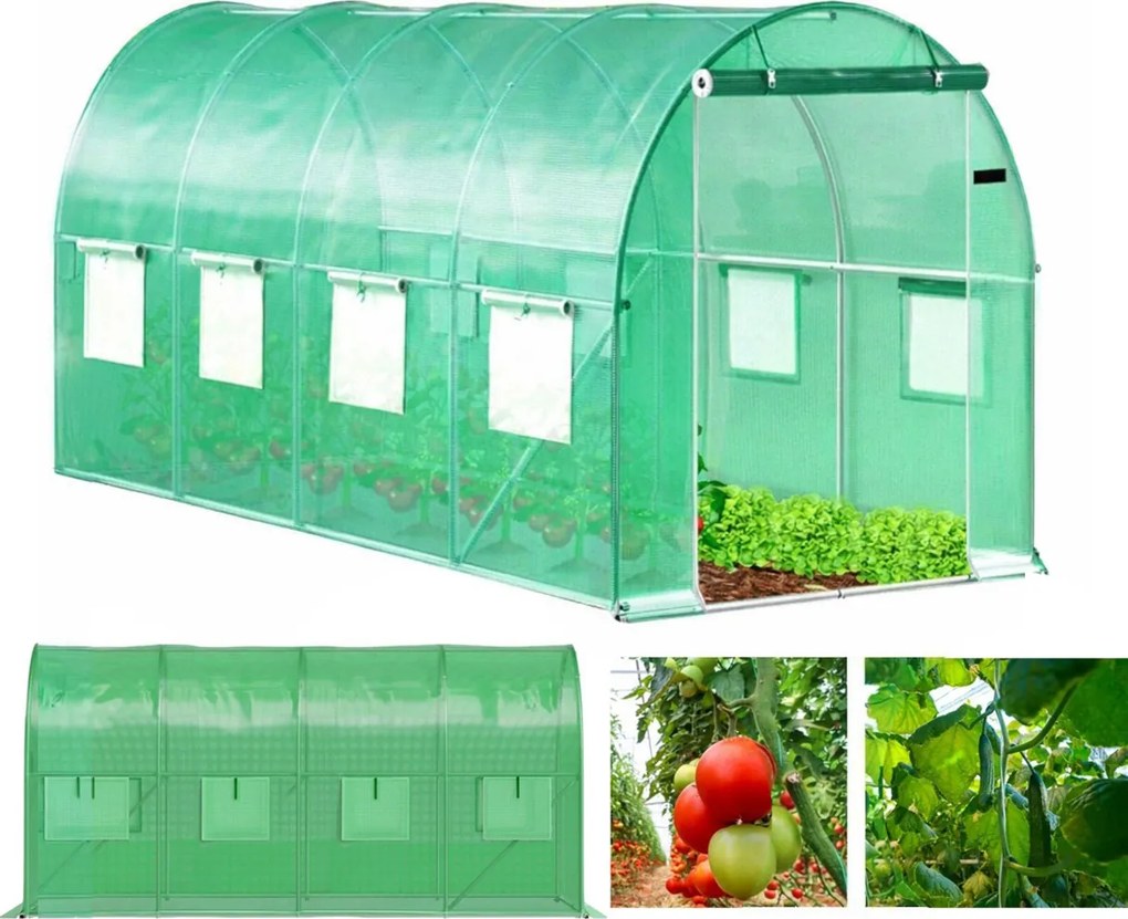 Bauerkraft Fóliový skleník 6x3x2 m 18 m² kovový rám UV fólia