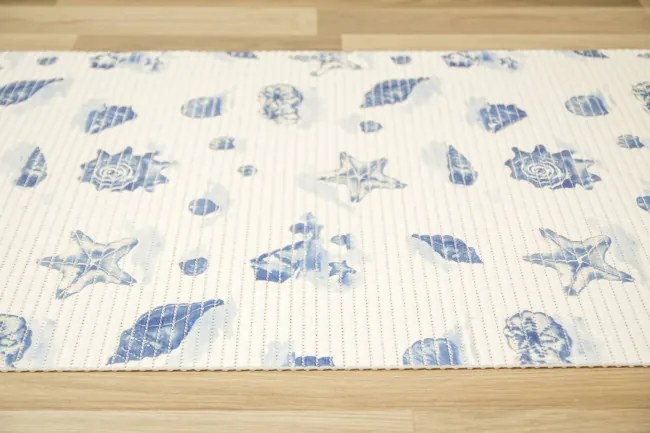Kúpeľňová penová rohož softy-tex 820 krémová / modrá, mušle