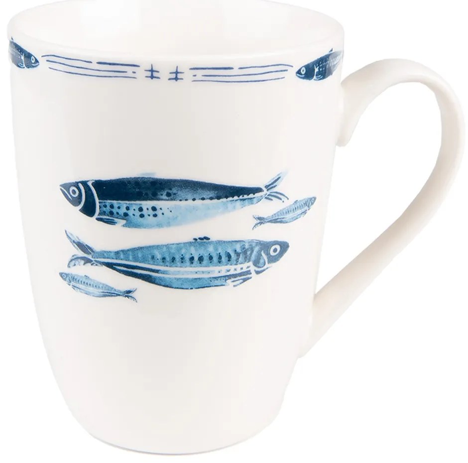 Porcelánový hrnček s rybkami Fish Blue - 12 * 9 * 11 cm / 330 ml