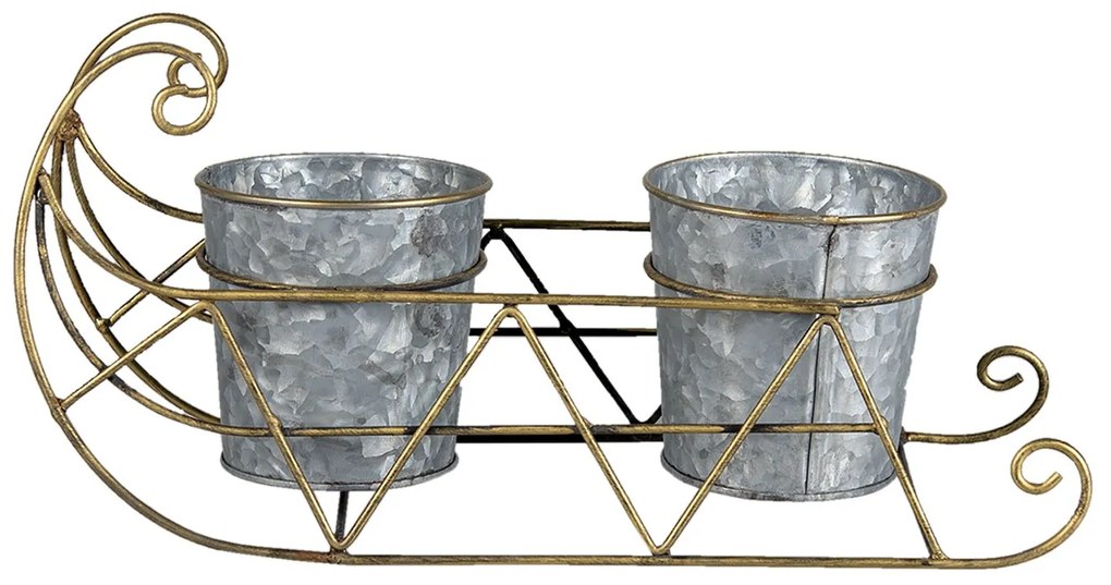 Zlaté kovové sane s kýbliky - 36 * 14 * 17 cm