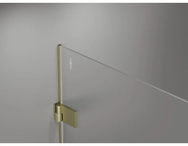 Mexen Lunar-B, pravostranný výklopný sprchový kút 80 x 80 cm, 8mm číre sklo, zlatý kartáčovaný - 832-080-080-55-00-P