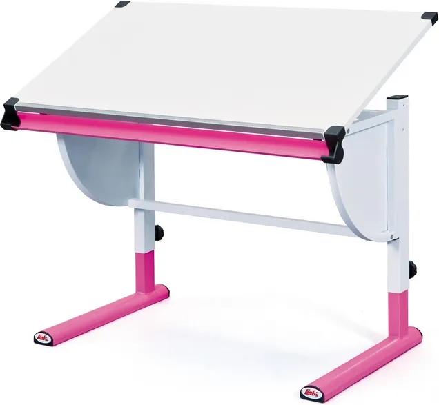 Polohovateľný písací stôl Cetrix, ružový/biely