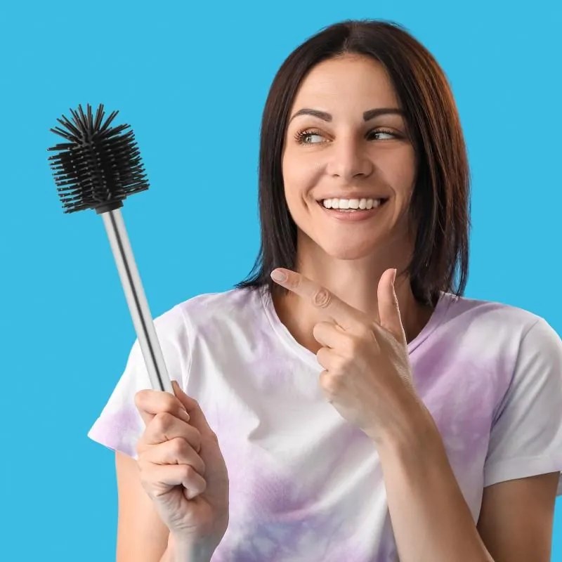 Erga Silka, silikónová WC kefa, čierna-chrómová, ERG-YKA-V.WCZC-SILKA