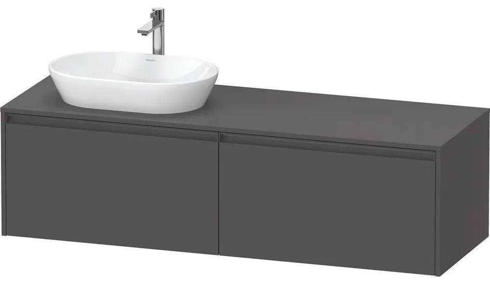 DURAVIT Ketho 2 závesná skrinka pod umývadlo na dosku (umývadlo vľavo), 2 zásuvky, 1600 x 550 x 459 mm, grafit matný, K24889L49490000