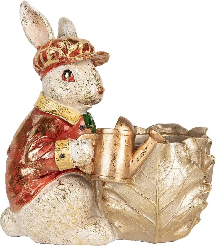 Dekorácia figúrka králik s kvetináčikom a kanvičkou - 28*18*30 cm