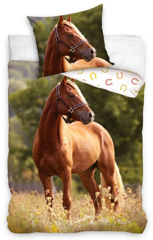 DETSKÉ POSTEĽNÉ OBLIEČKY HORSE 140X200 CM, 1KS 70X90 CM VZOROVANÉ