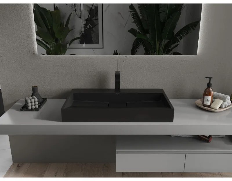 Mexen Ava, umývadlo na dosku z konglomerátu 1/O 80 x 46 cm, čierna matná, 23018071