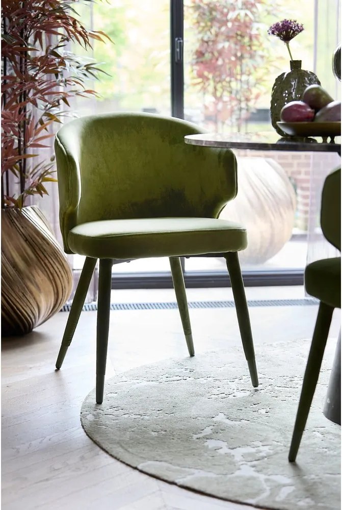 Zelené čalúnené jedálenské kreslá v súprave 2 ks Kosaka – Light &amp; Living