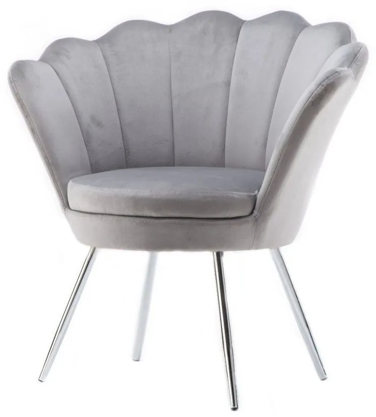 LuxuryForm DESIGN Kreslo FREY VELUR so striebornými nohami - svetlo šedé