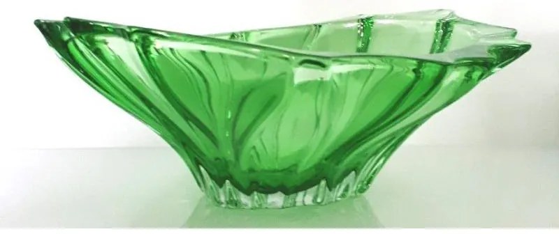 KRIŠTÁĽOVÁ MISKA BOHEMIA PLANTICA 330 MM ZELENÁ