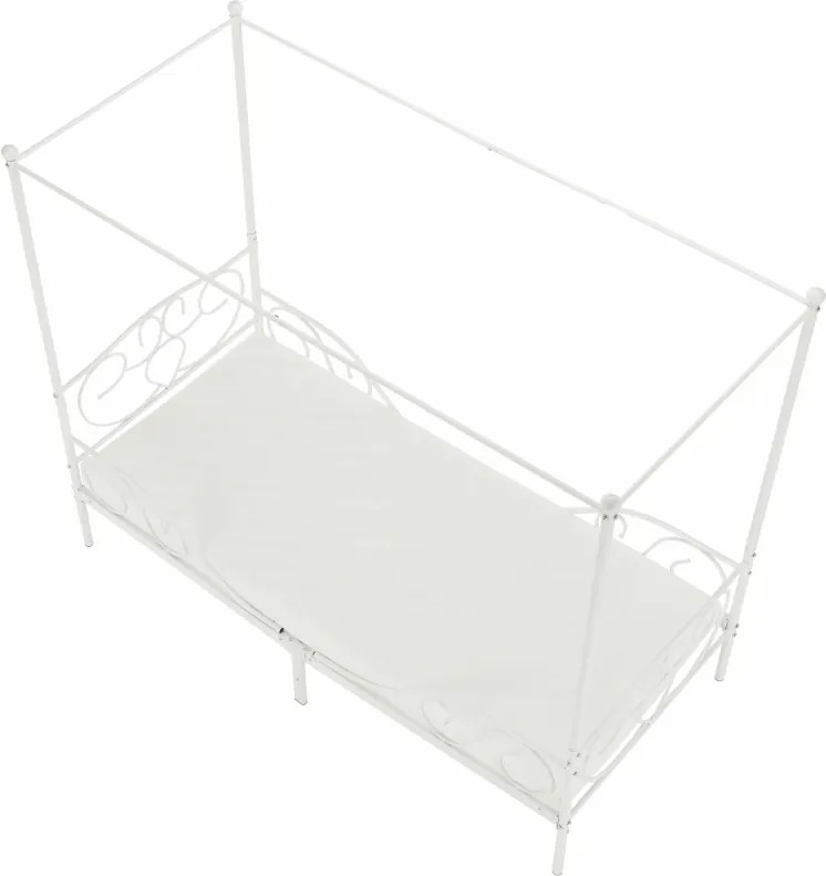 Kovová jednolôžková posteľ s roštom Adelisa 90x200 cm - biela