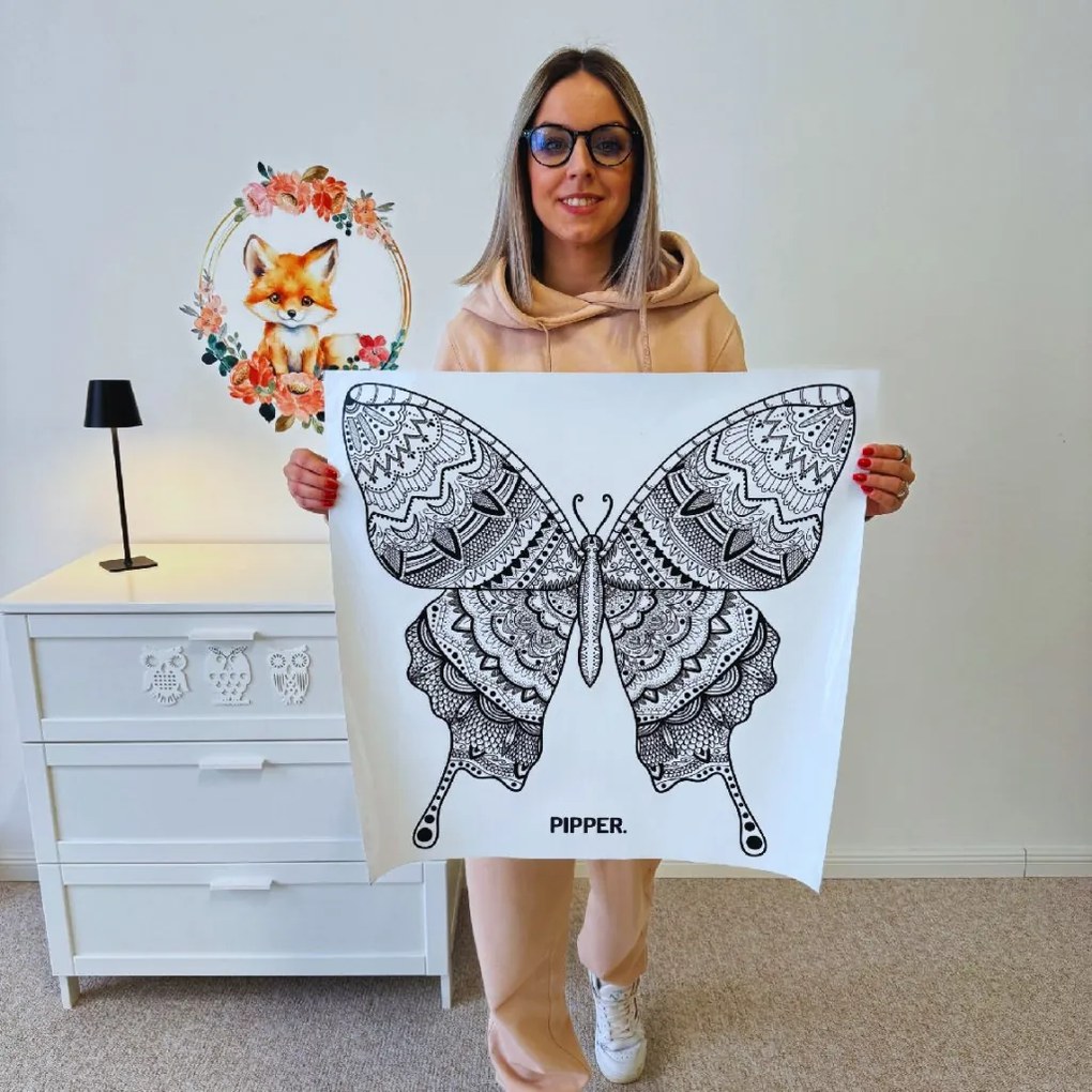 PIPPER. Samolepka na stenu "Mandala motýľ"