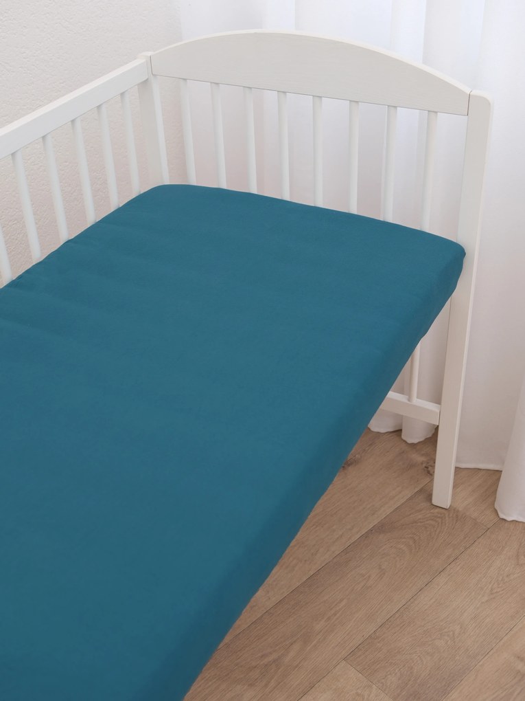 Jersey plachta do postieľky Classic 60 × 120 cm - petrolejová