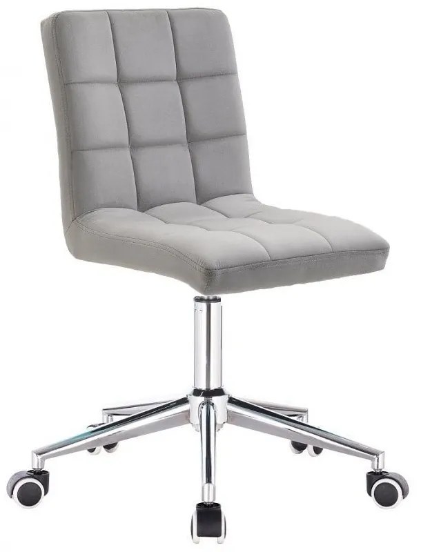 LuxuryForm DESIGN Stolička TOLEDO VELUR na striebornej podstave s kolieskami - svetlosivá