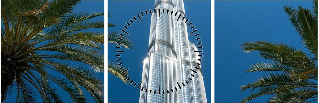 Obraz - Burj Khalifa (s hodinami) (90x30 cm)