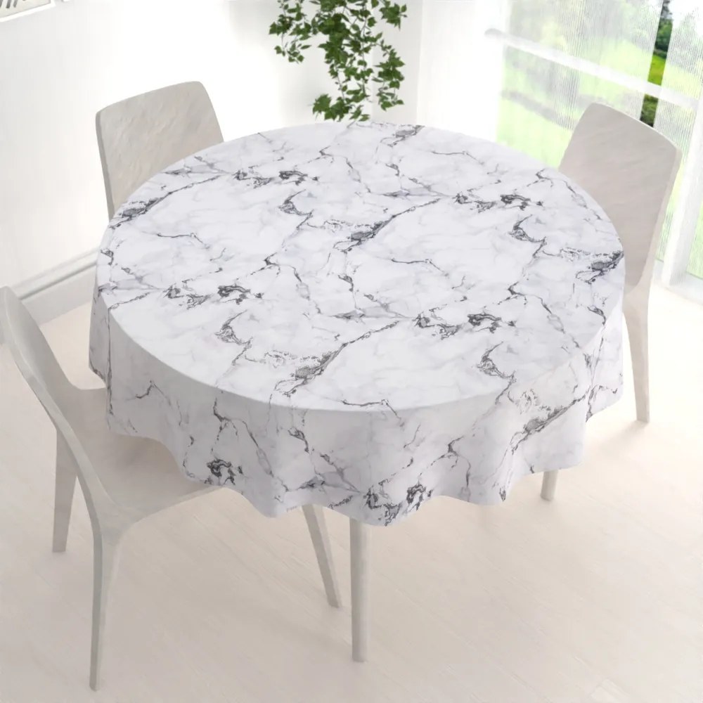 Biante Dekoračný okrúhly obrus PM-064 Sivý mramor Ø 120 cm