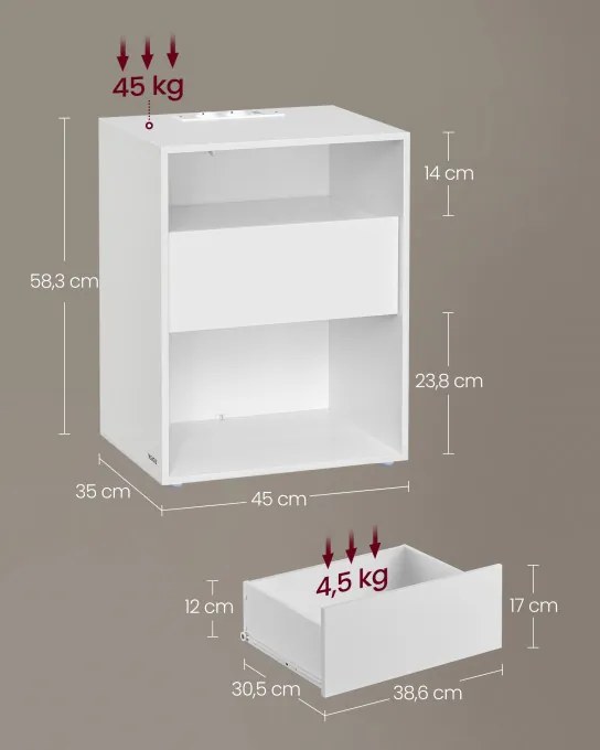 Set dvoch nočných stolíkov LET776W01 (2 ks)