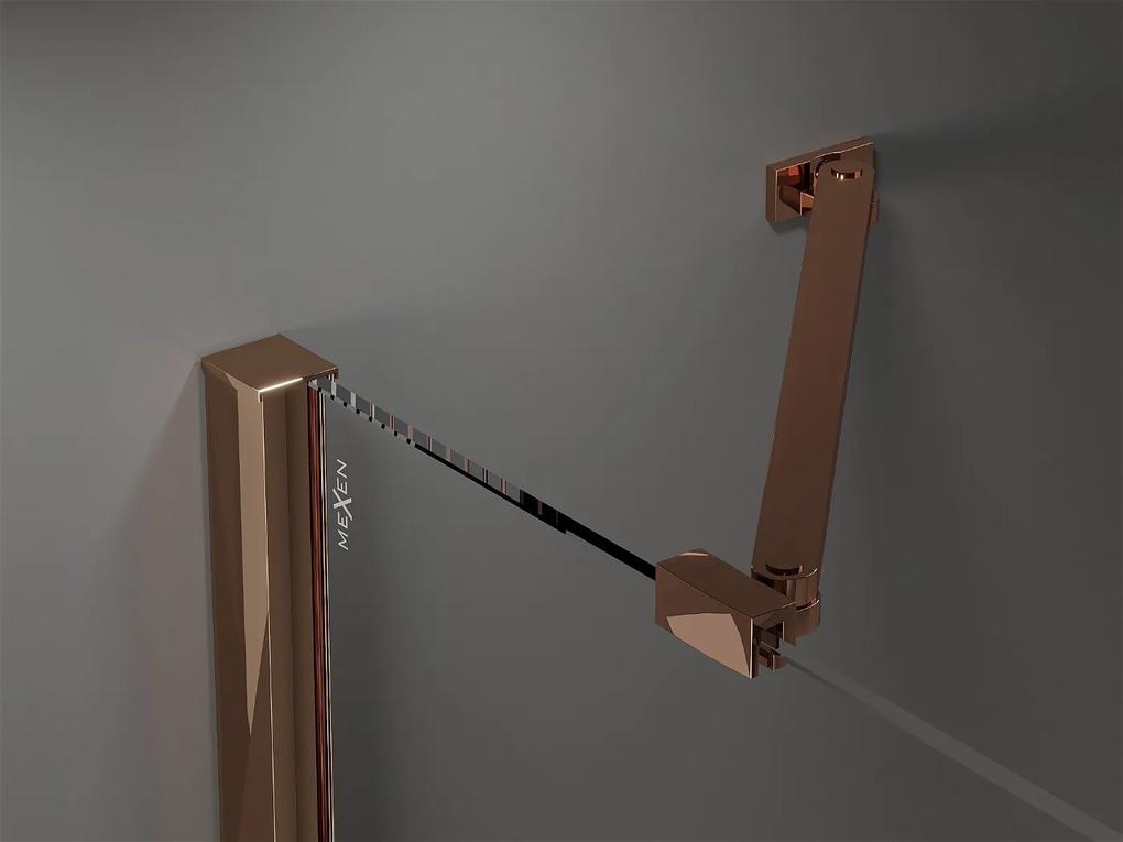 Mexen Velar Duo, sprchový kút s posuvnými dverami 90(dvere) x 80(dvere) cm, 8mm číre sklo, ružové zlato profil, 871-090-080-02-60