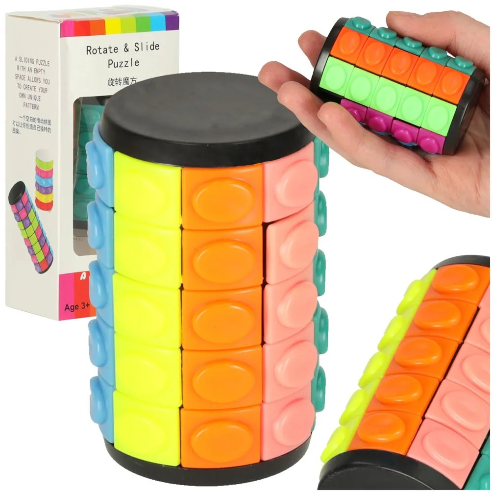 KIK Logická skladačka: rotačný 5-úrovňový valcový hlavolam, farebné puzzle (deti+dospelí)