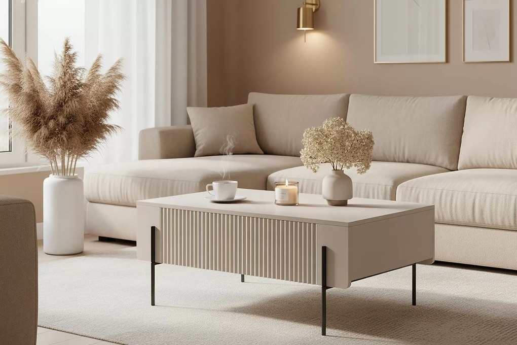 Konferenčný stolík Malmi 100 cm - kašmírová / čierna