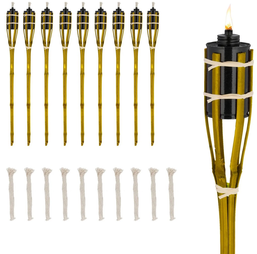 Sada 10 ks bambusových fakli 70cm RD45129, žltá